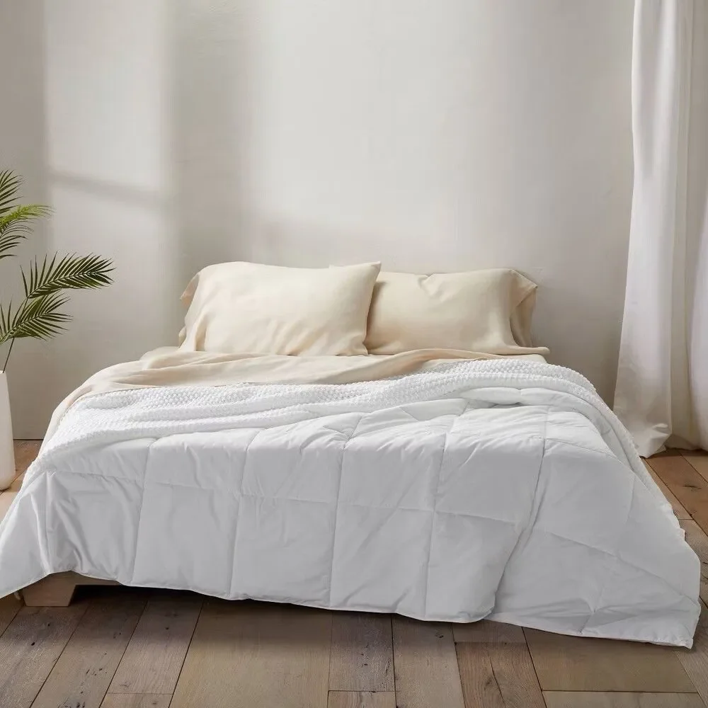 Casaluna King Chunky Knit Bed Blanket White Acrylic Sweater Knit Washable